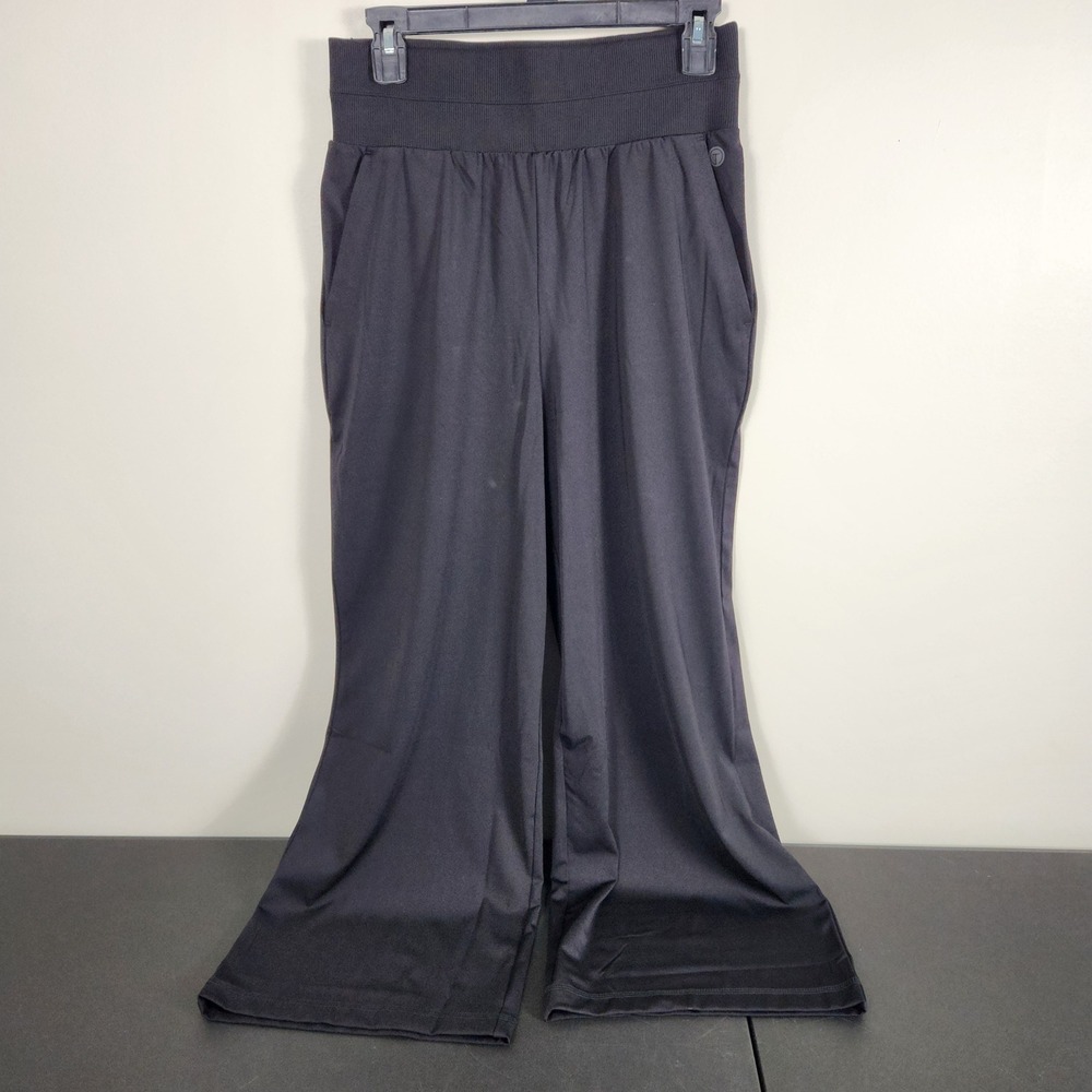 T by Talbots Black Wide Leg Yoga Pants Petite Small High Waist Pockets